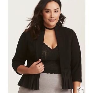 Brand New Torrid Black Ponte Chiffon Peplum Blazer